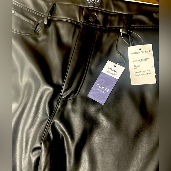 NWT high waisted vegan leather curve appeal brand FAUX black leather size 14 - Picture 2 of 4